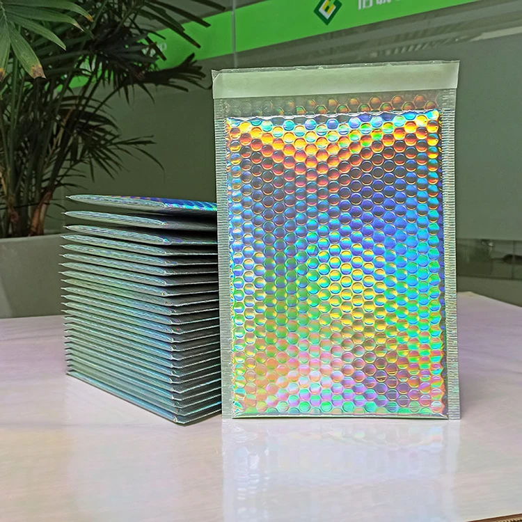 Low price Poly Bubble Mailer Poly Mailer Bag Filled Envelope Express Shipping Packaging Customized Holographic Laser Bubble Mail