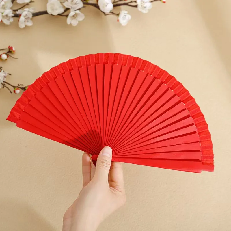 Fashion hand fan printed satin fabric customized bamboo wooden fan