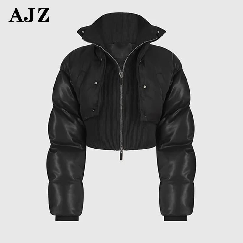 Manufacturer Wholesale Ladies Reflective Design Padded Supplier Custom Logo Black Winter Bubble Women Crop Down Puffer Jacket