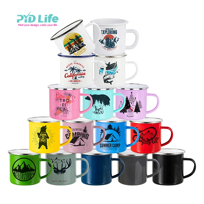 
Newest Small Size 6oz/180ml Enamel Mug Promotional Mug Coffee Metal Mugs With Custom Logo Stocked 