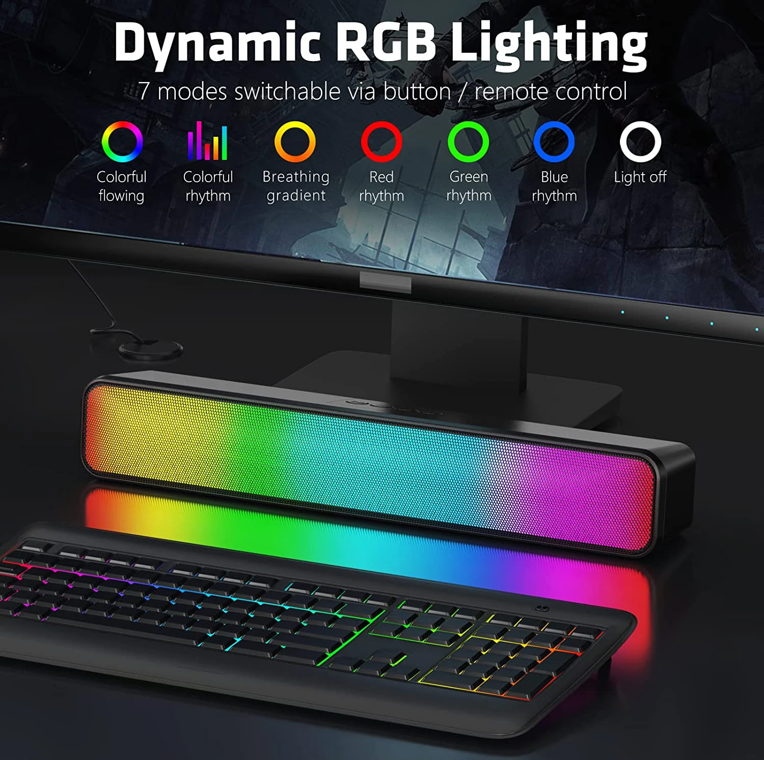 Party RGB Lighting Soundbar TV Home Theater System Game Gaming Soundbar Music Box Audio Sound Player Stereo Bass Mini BT Speaker