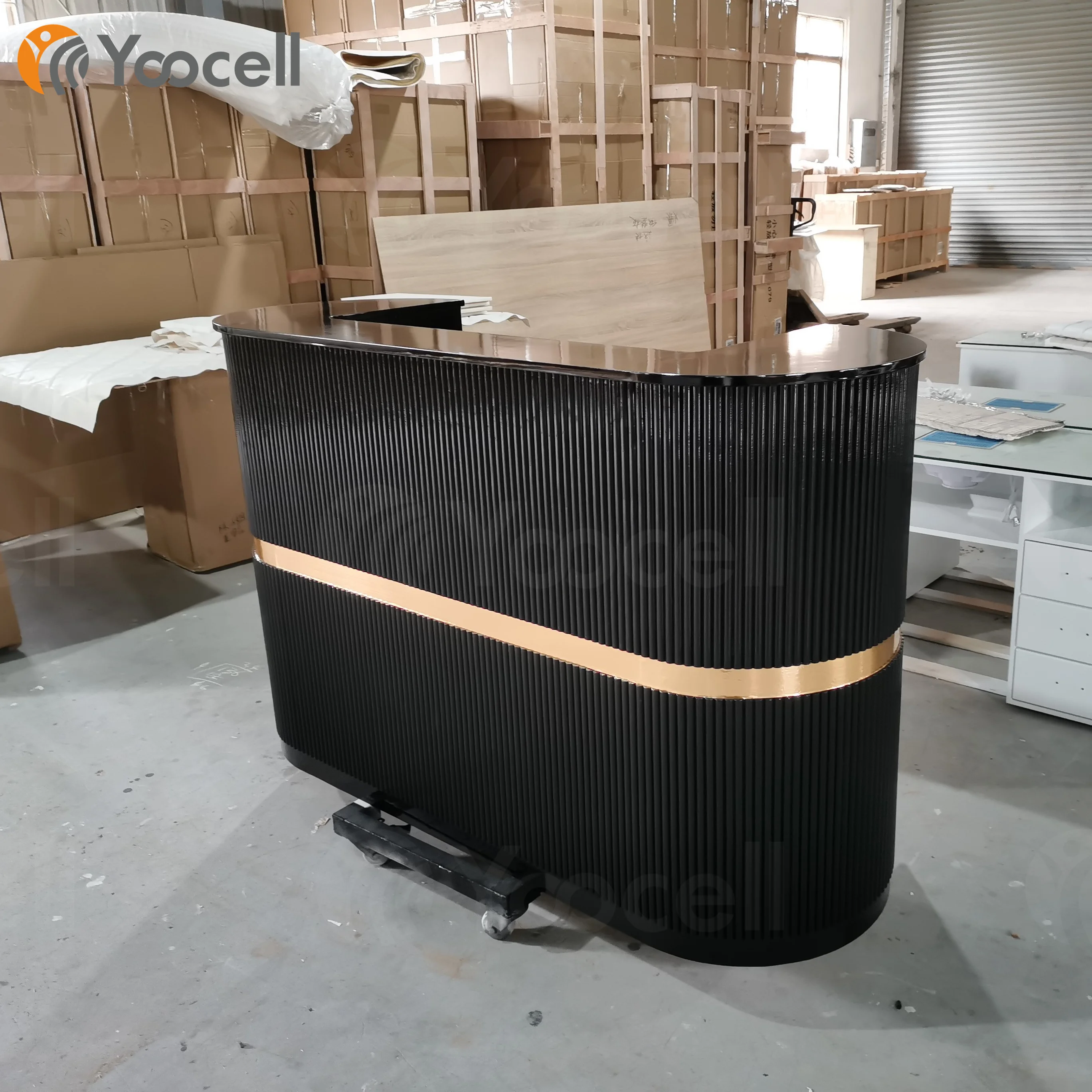 
 Yoocell настраиваемый черный цвет, Золотой низ, для спа-салона, приемной, для салона красоты, для продажи  