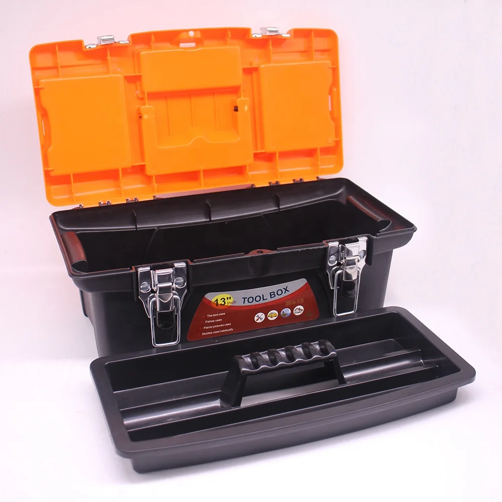 Ящик для инструментов 13 дюймов со съемным подносом, бытовой и профессиональный ящик для инструментов