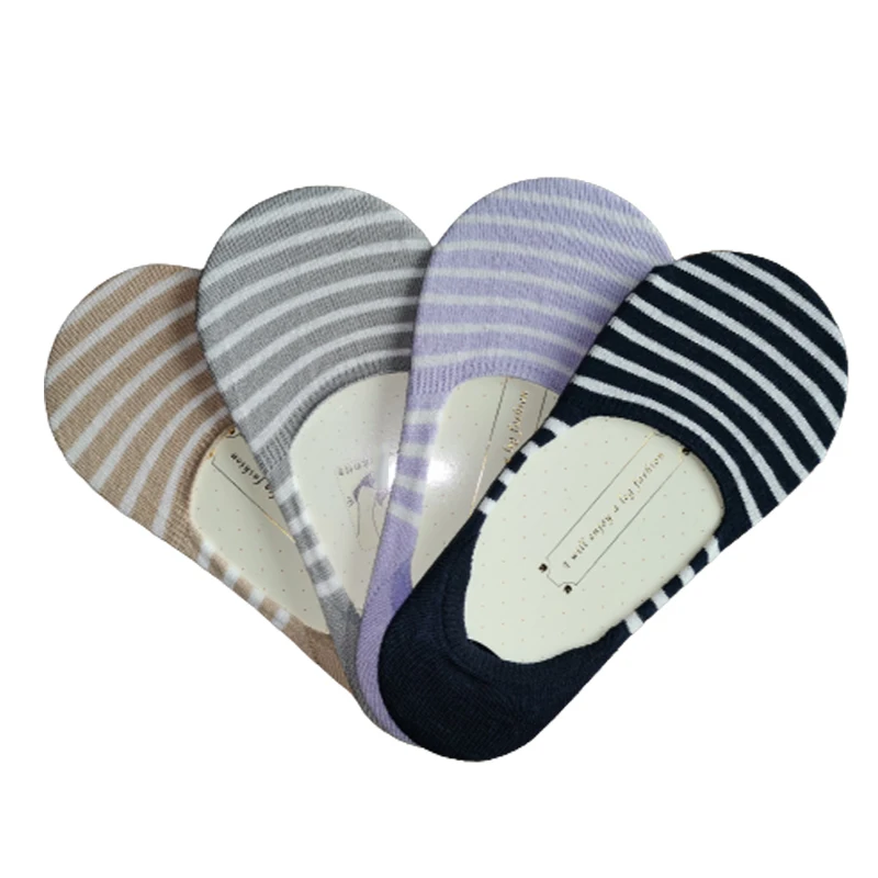 4 Pairs No Show Women Socks Wholesale Custom Premium Cotton Low Socks Non Slip Flat Boat Invisible socks