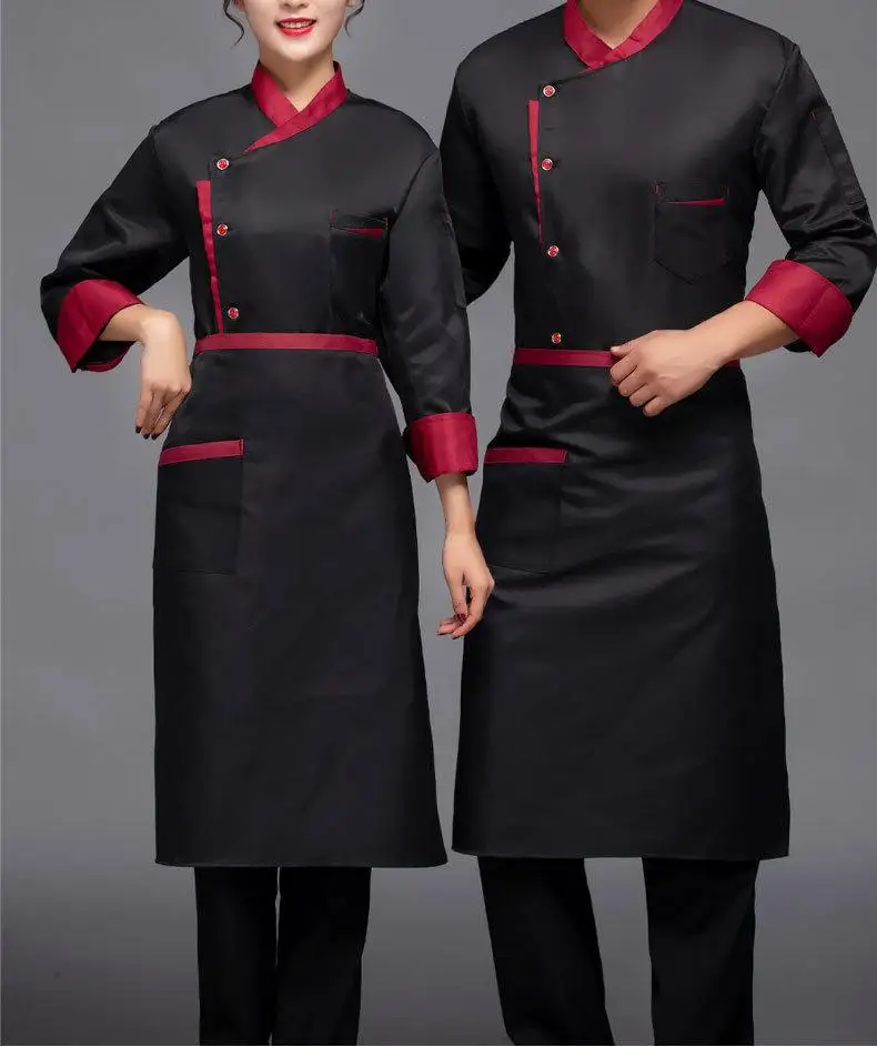High Quality Restaurant Kitchen Cooking Chef Working Wear Uniforms for Women Men Long Sleeves Hotel Uniform with Customized Logo