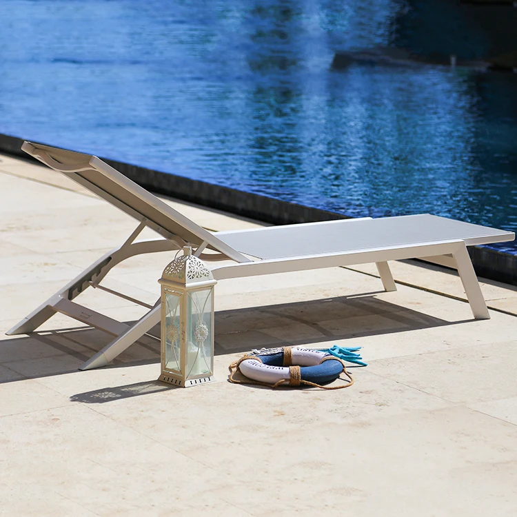 Hot sale modern beach chaise lounger furniture outdoor garden aluminium leisure chair patio poolside sun lounger