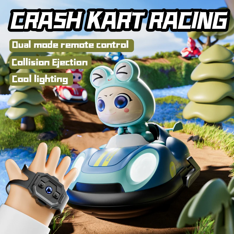 4DRC 4D-Y7 Fun Double Match Game Remote Control Crash Vehicle Toy Impact Ejected Driver Cute Kart Toy Radio Control Battle Car