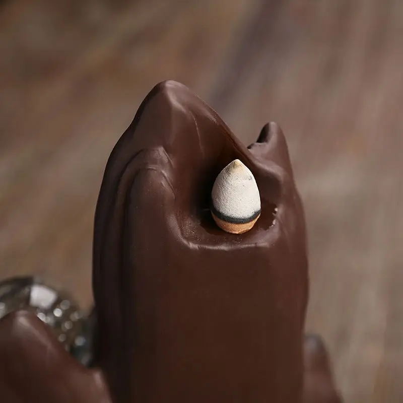 Porcelain waterfall Home lotus Creative fountain smoke stick Buddha Hand Backflow Incense Burner Ceramic Censer Holder Waterfall