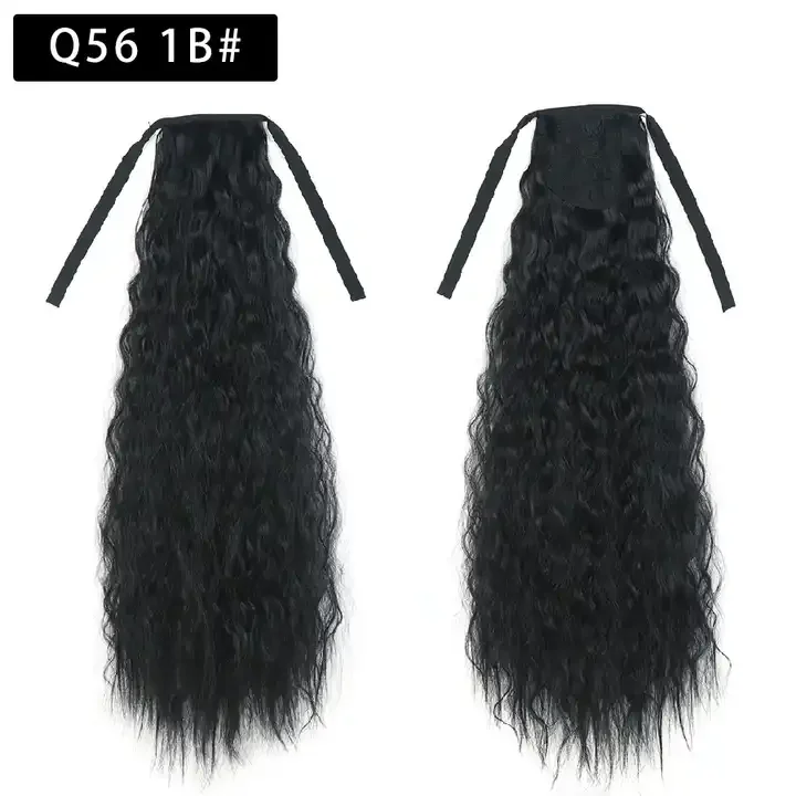Long Curly Ponytail Extensions for Women 30 inches Chestnut Brown Hair Corn Wavy Clip in Horse Tail for Daily Party Use