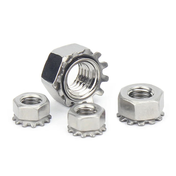 304 Stainless Steel Kep Lock Nut Keps Nuts with External Tooth Washer K-Lock Keps Nuts