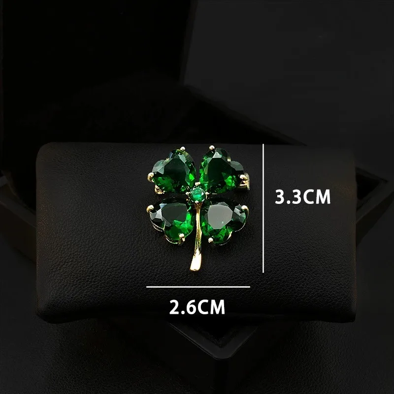 Luxury Broche Designer Four Leaf Clover Brooches Women Elegant Gemstone Zircon Brooch Pin Suit Clothing Decorations Fine Jewelry