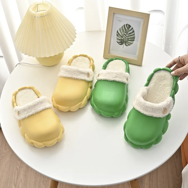 2023 TX New men and women home wholesale EVA waterproof half slippers couple waterproof cotton sandals fashion fur slippers