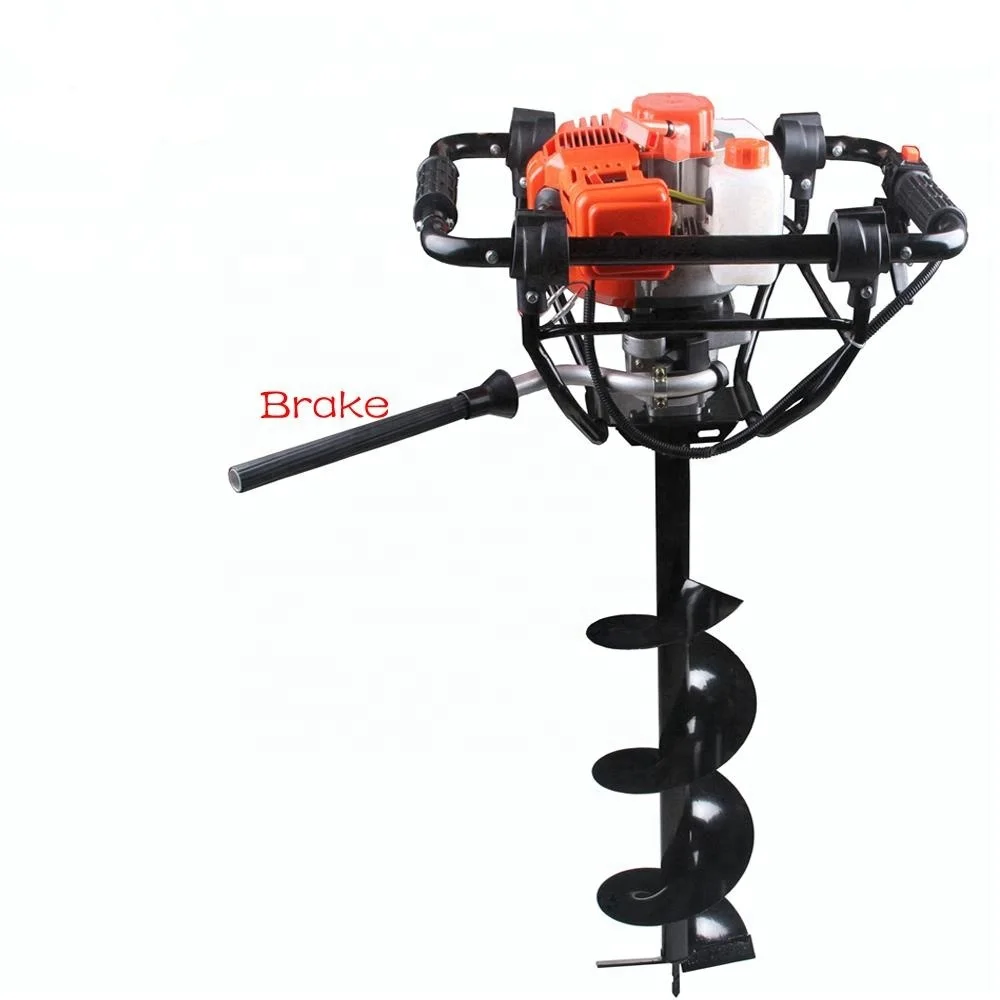 71cc earth auger with brake or gasoline post hole digger or hand hole digging tool or hand manual tree planting machine