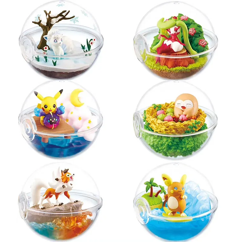 Hot Sale 6-piece set Pokemoned Action Figures Poke Ball Pocket Monster pika-chu Bulbasaur Blind Box Figure Ornaments