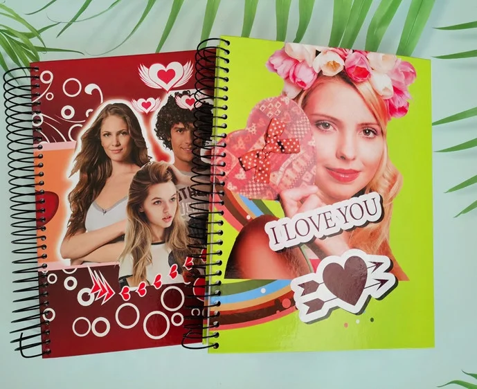 wholesale custom A4    hardcover spiral  notebook 300 pages 7mm  line    for school notebook