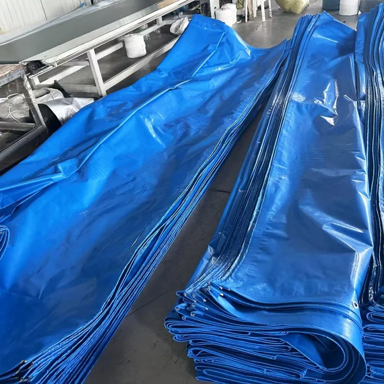Bule/Orange Tarpaulin Waterproof Pe Tarpaulin In Roll Sheet With Label And Eyelet 110gsm 145 gsm