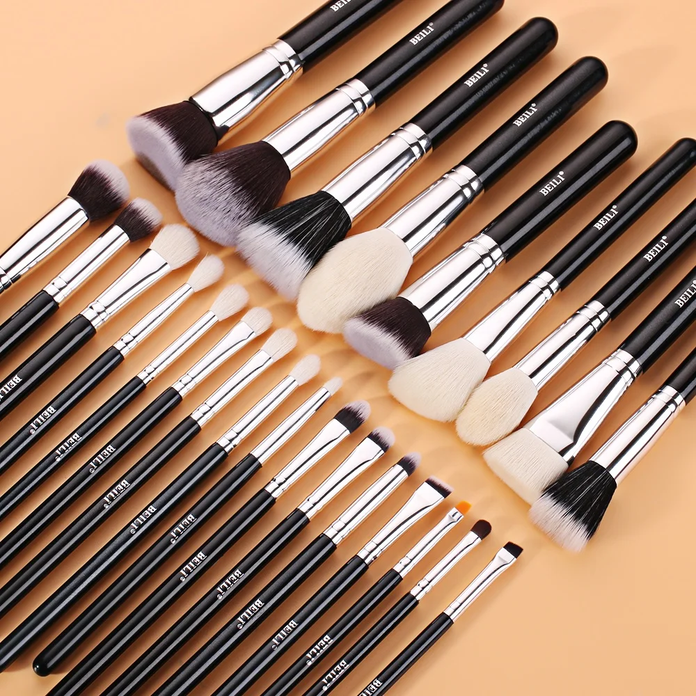 BEILI 25pcs black hot selling professional Makeup Brush Set foundation cosmetic brushes high quality custom