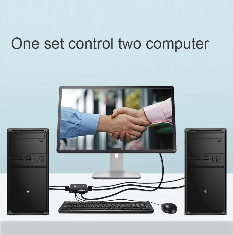 2 Port Vga Kvm Switch 1080p Hd  Kvm Switch 2 in 1out Kvm Switch Box  USB2.0 Adapter For Computer