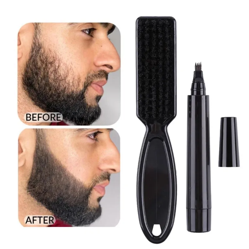 With brush custom waterproof beard growth pen darkening beard liner filling pen men beard filler pen kit