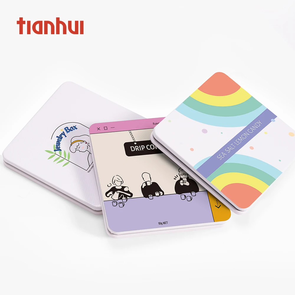 Tianhui Food Grade Ultra Thin Metal Boxes Square Tin Case for Tea Packing