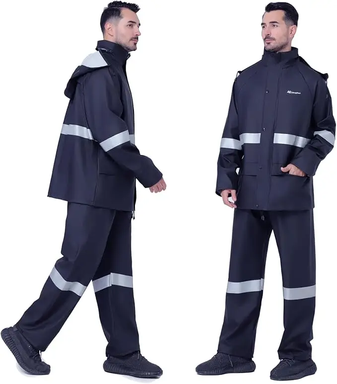 High Quality Raincoat Hivis Rain Jacket Waterproof Polyester Motorcycle Worker Pvc Full Rain Suit