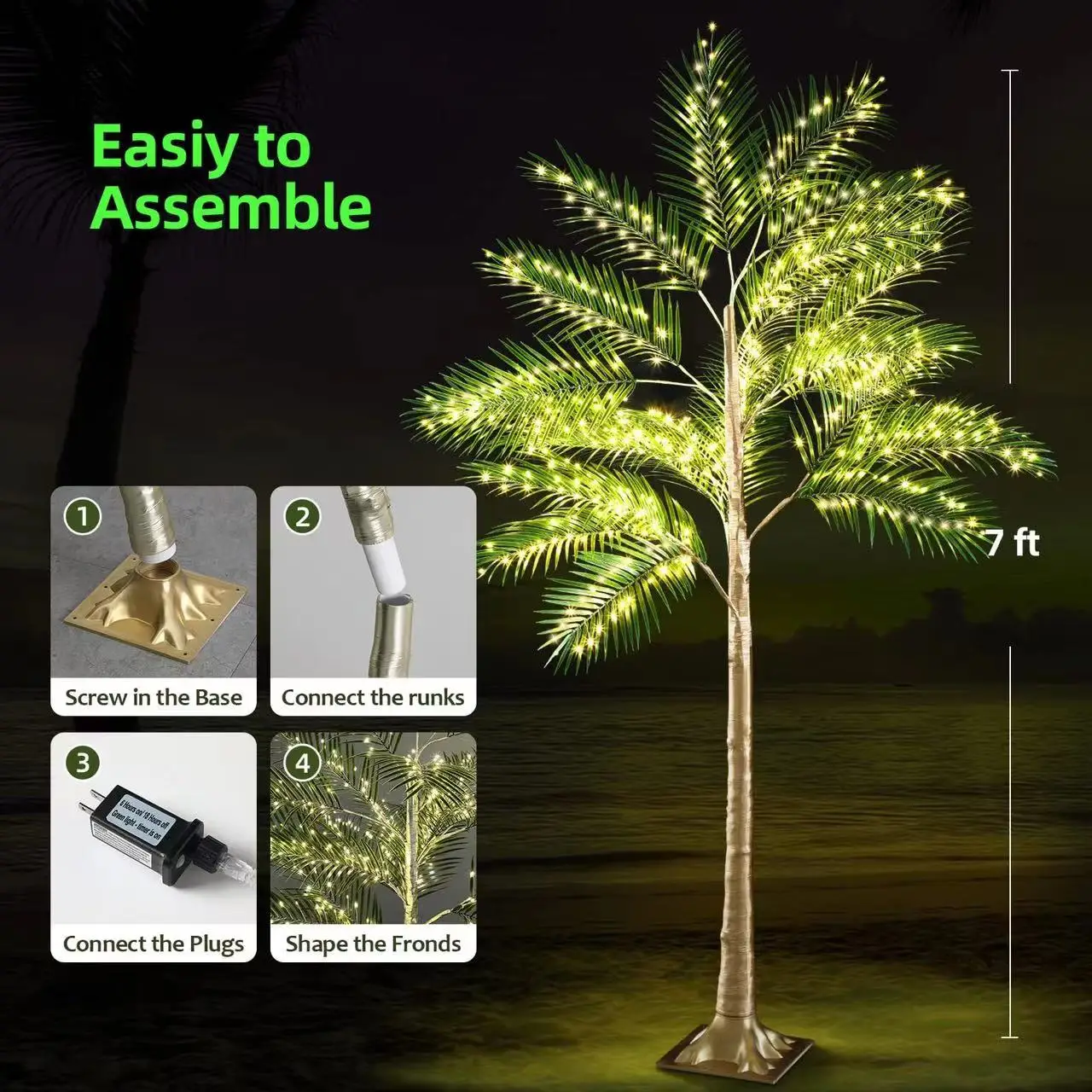 Lighted palm tree led metal palm trees artificial palm tree decoration for home party christmas indoor outdoor