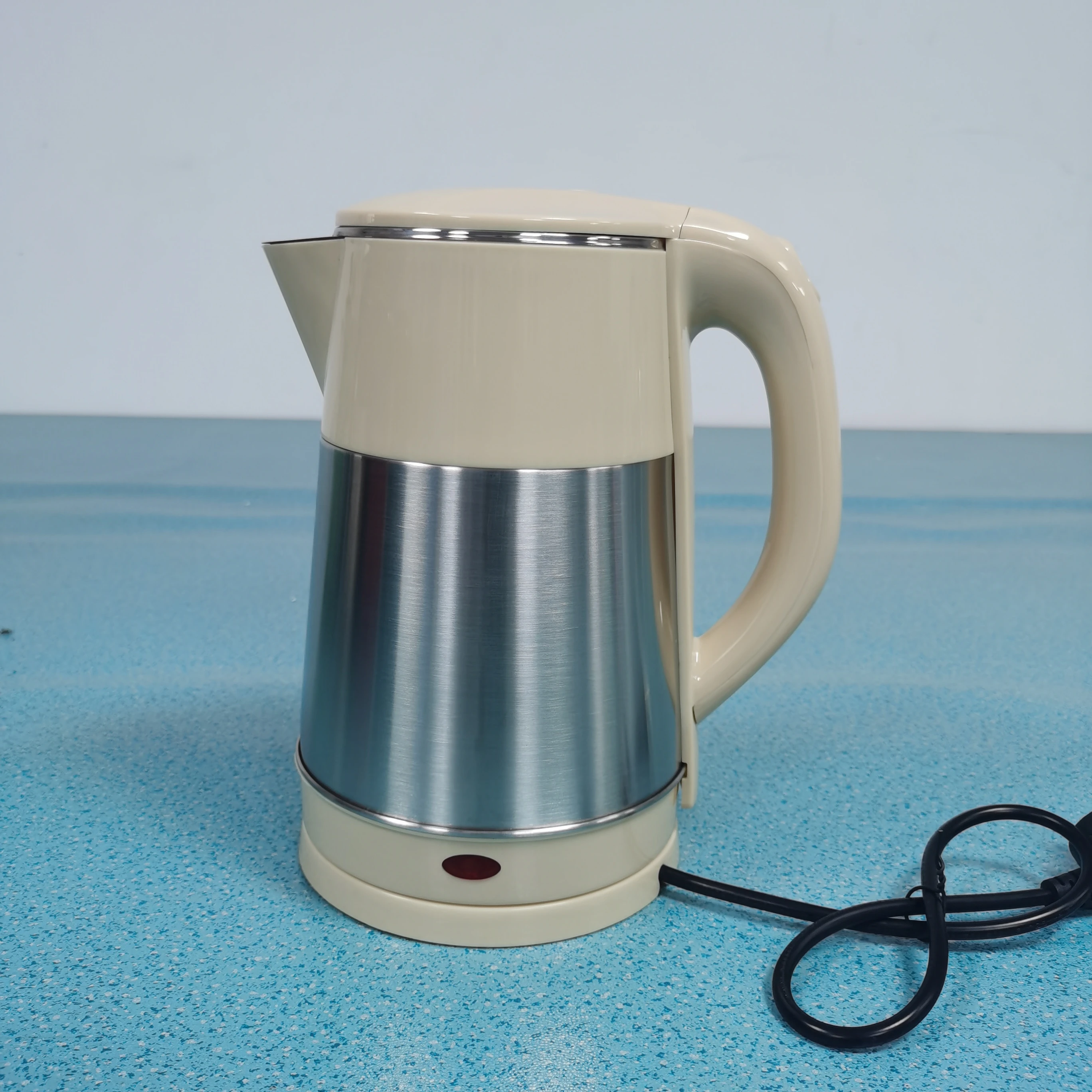 Beige and silver color stainless steel electric kettle with good quality controller 2.3L