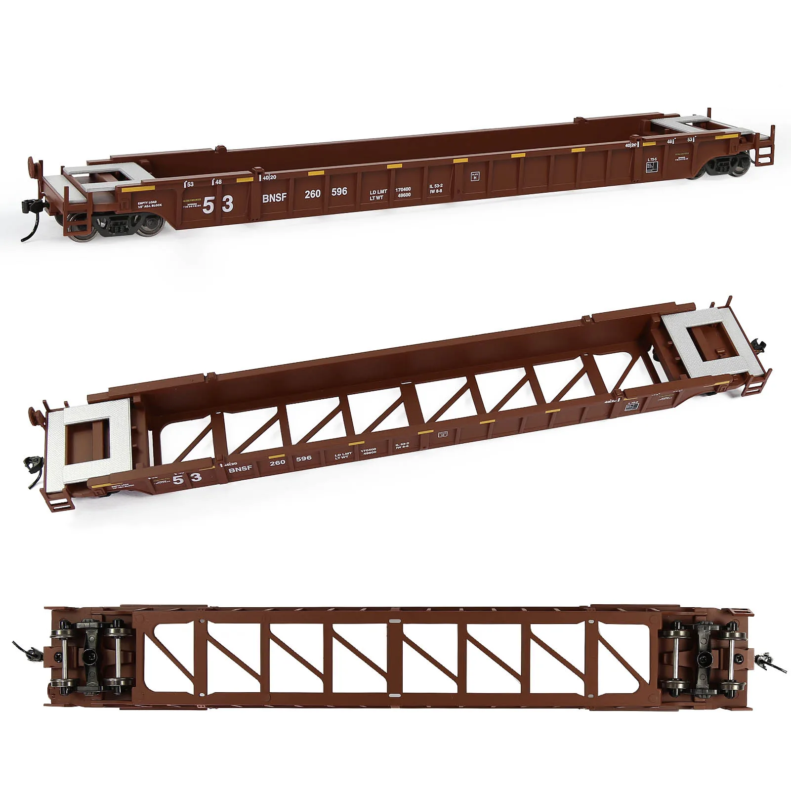 C8759 Model Railway HO Scale Train 53ft Flat Car 1:87 Wagon Freight Car Well Car