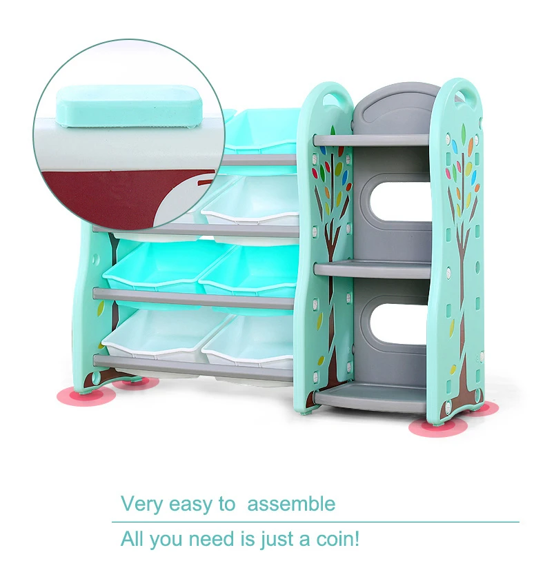 
children storage book toy shelf plastic material for home use 