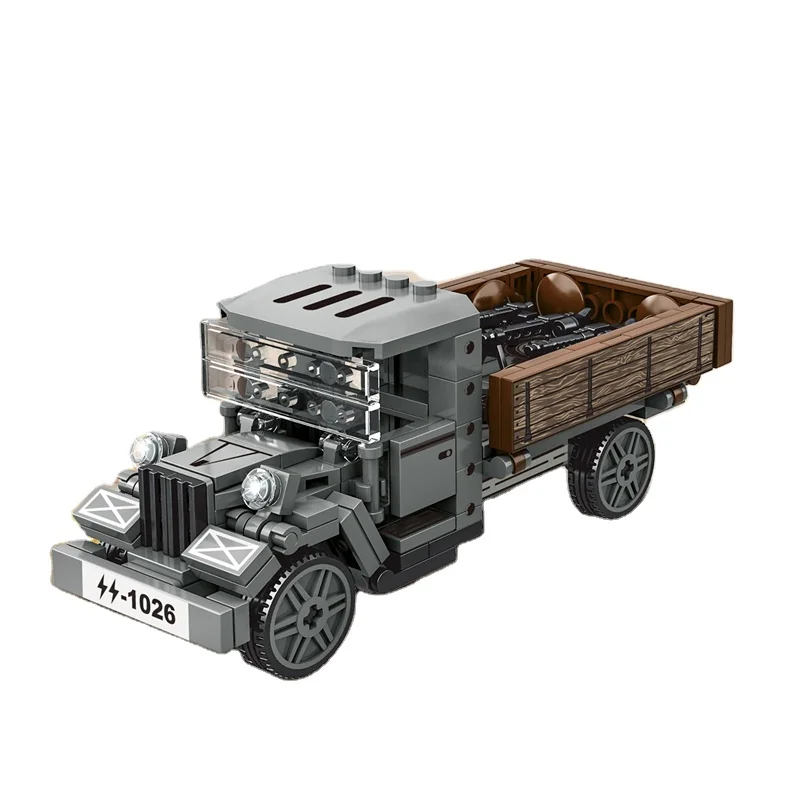 NEW DE Militarys Trucks Camouflage Commando Armored Car Antiaircraft Gun Off Roader Building Blocks Model Sets Bricks Kids Kits