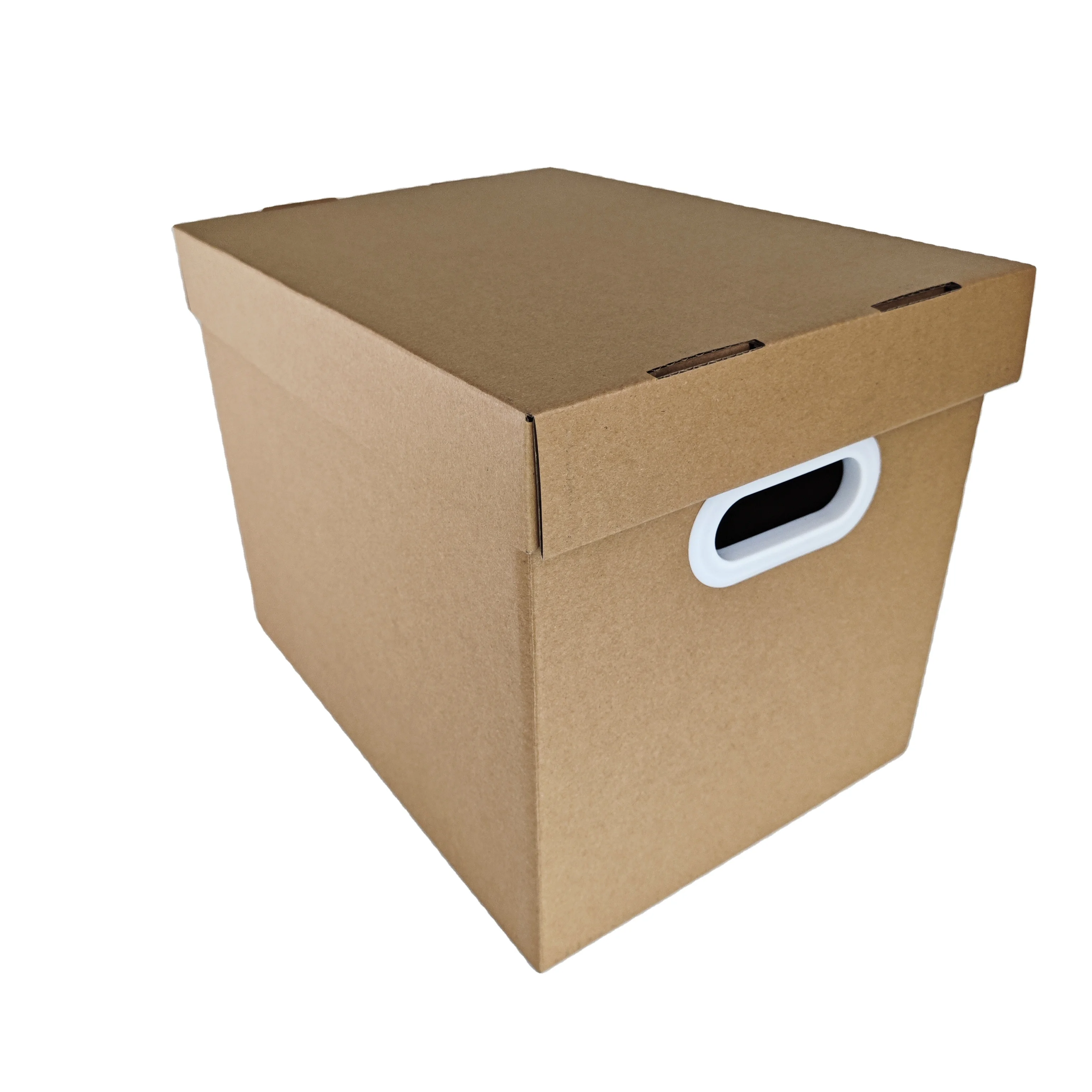 High Quality Customize Size Thickened Kraft Paper Collapsible Carton Storage Boxes for File Archive With Lid