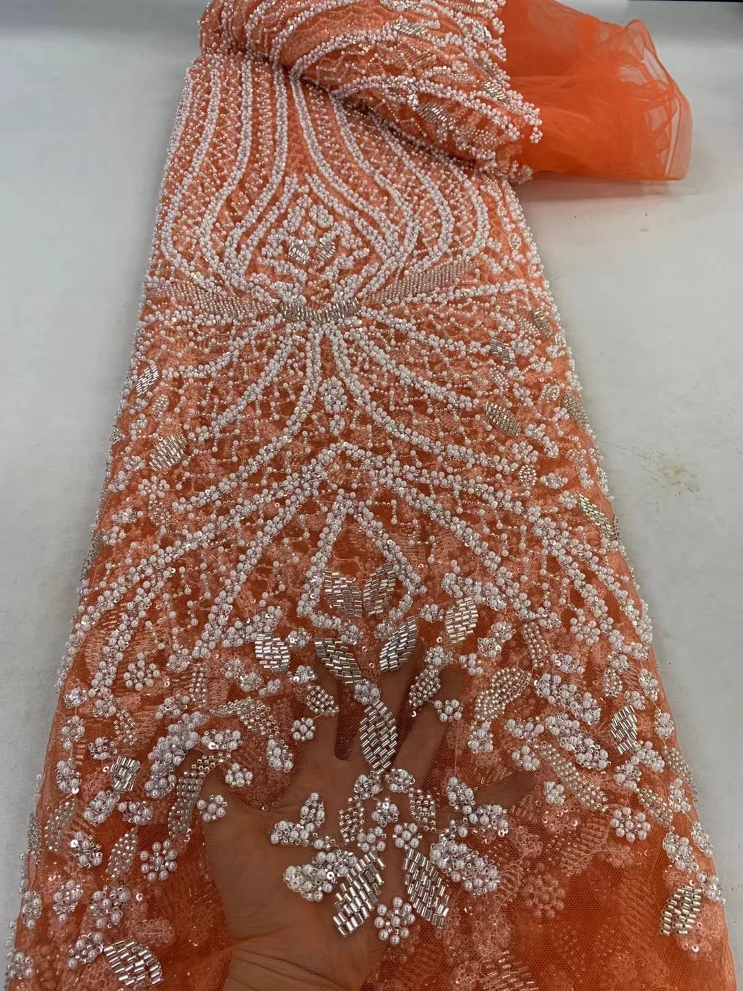 Golden supplier floral lace fabric brown african lace fabric 5 yards lace fabric for women wedding dress for party