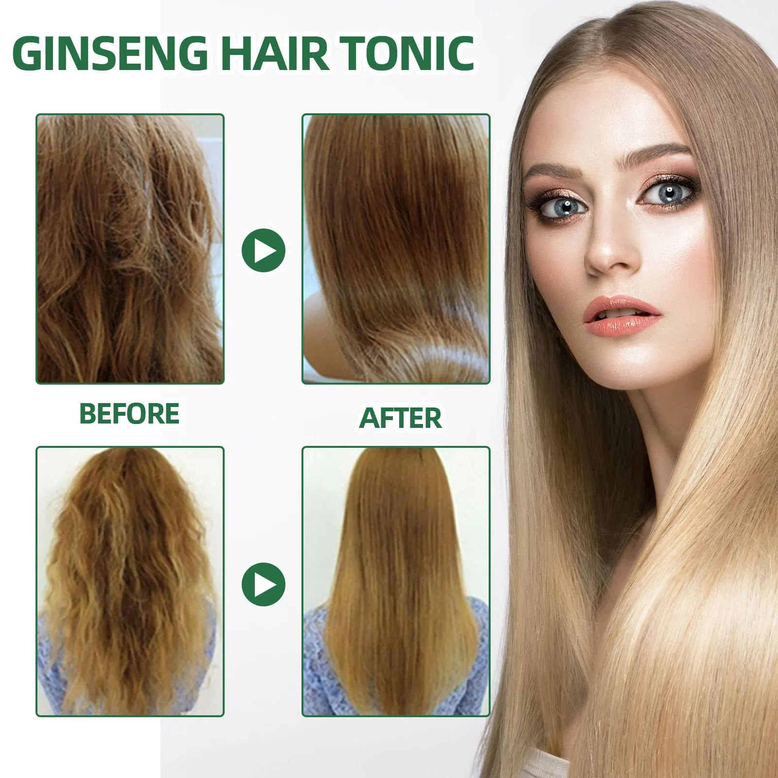 wholesale OUHOE herbs ginseng hair tonic with ginseng hair regrowth tonic 100ml