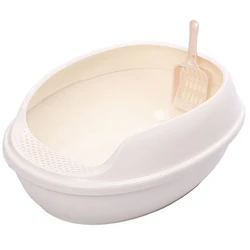 Hot Sale Luxury Cat Indoor Plastic Cat Litter Box Tray Poop Scoop Large Cat Litter Pan
