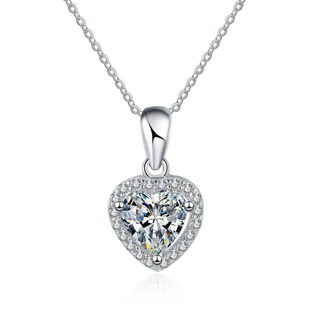 Heart shape 1ct  moissanite diamond jewelry 925 sterling silver moissanite pendant necklace women