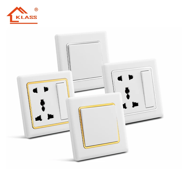 KLASS 12v 250v bangladesh gang switch socket 86mm 8 pin 6 pin switch socket wall white PC 6 pin switch and socket