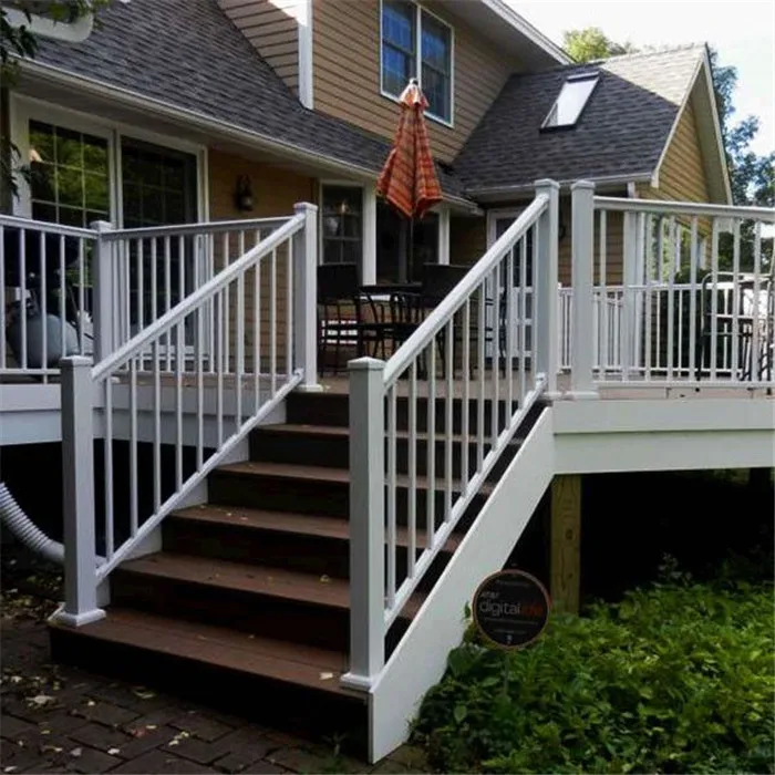Modern fence railing aluminum powder coated black outdoor customized luxury U channel designs balcony aluminum railing system