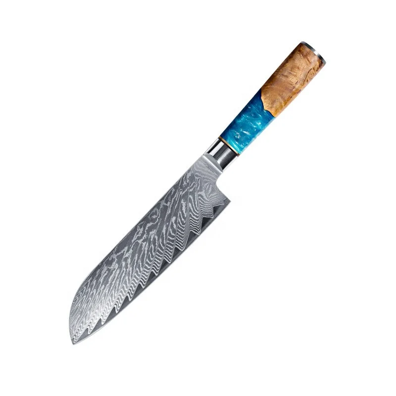 Японский дамасский нож профессиональный набор ножей santoku кухонных 67 слоев лезвие из дамасской стали с кованой ручкой смолы