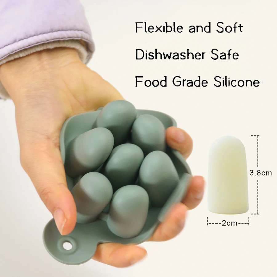 TongTu New Arrival Baby Feeding Ice Mold Tools Eco-friendly Durable Easy Release Tray 7 Cell Silicone Baby Ice Cube Tray