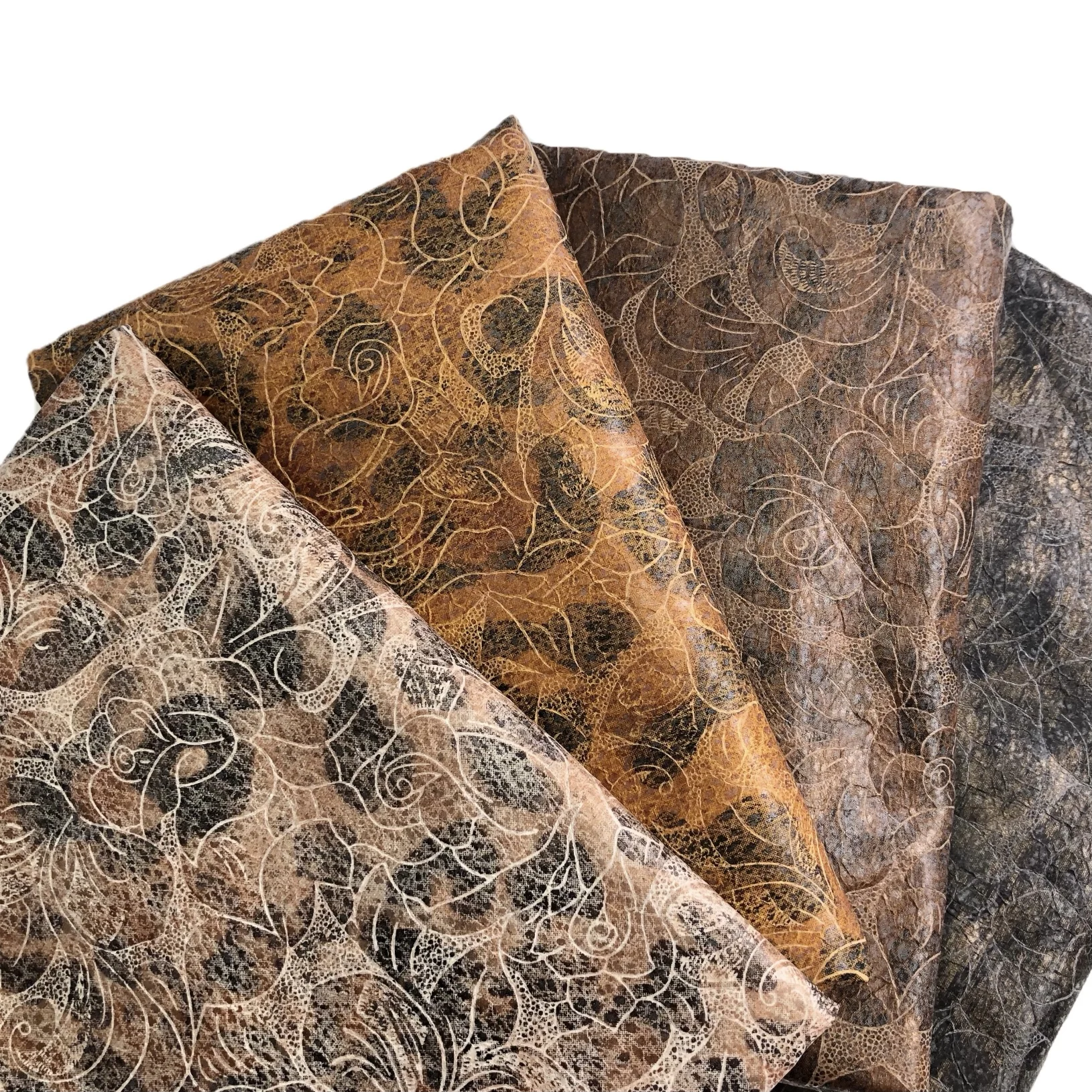 Classical Floral Pattern Print Woven Polyester Suede Velvet Fabric with Leather Look for Costume Bags Shoes Garment Decoration