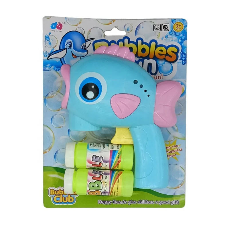 Friction Powered soap Big eye fish Bubble Blaster Gun of Bubble Fluid No Batteries Needed
