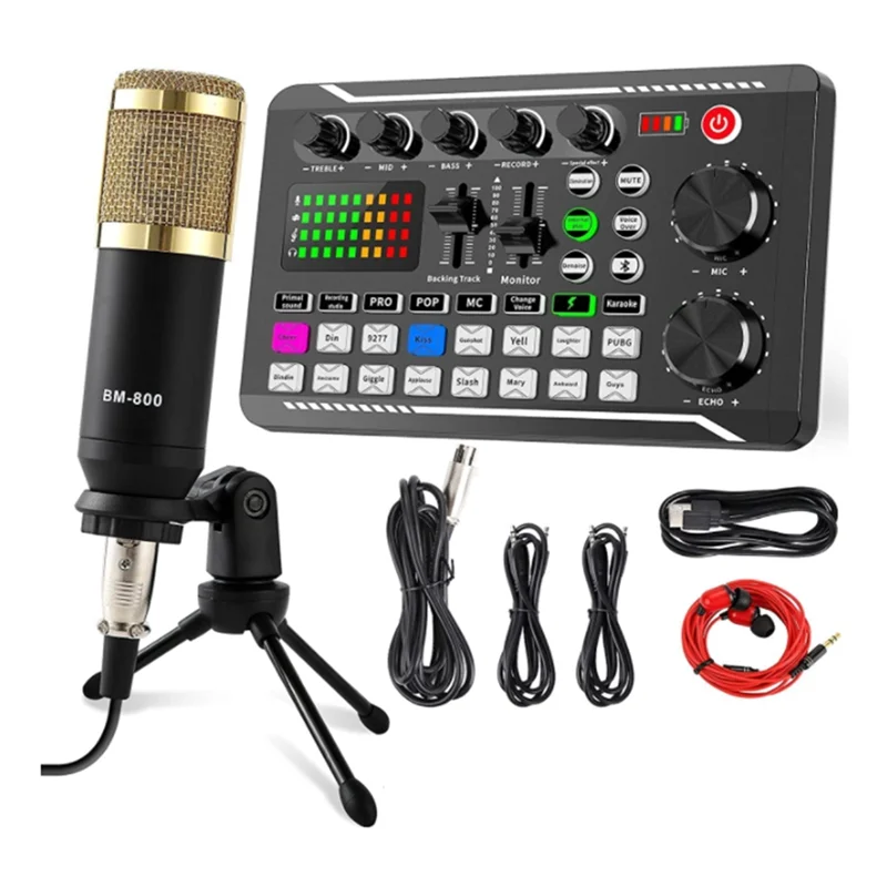 Fast shipping   F998  sound card Audio Set Interface External Usb Live Function Microphone Sound Card