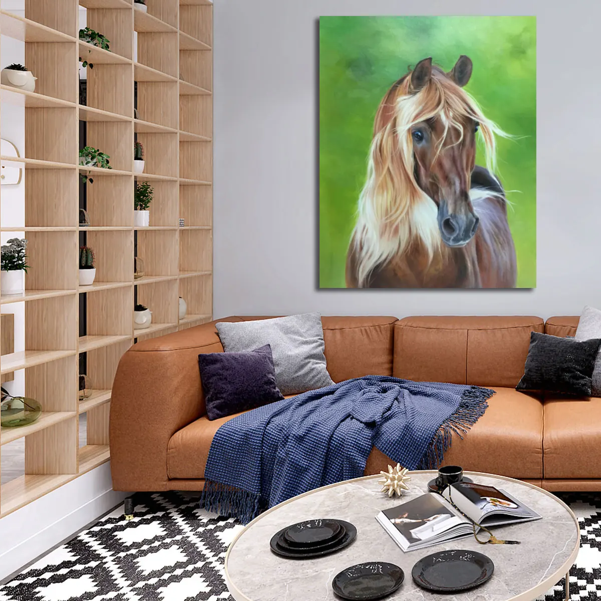 Original Art Factory Wholesale 100% Hand-Painted Modern Art Beautiful Running Horses Oil Painting
