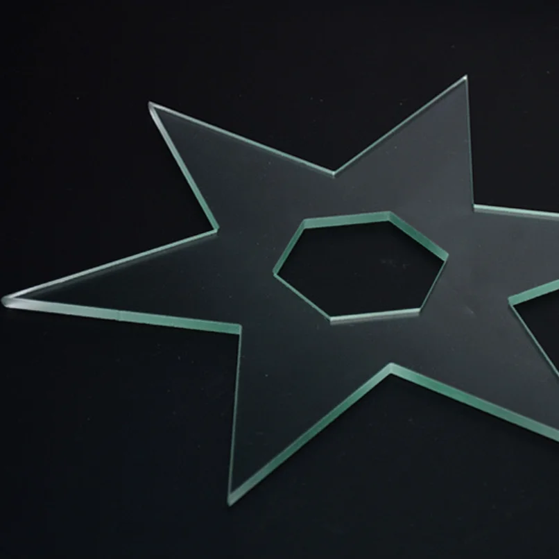 Custom irregular flat shape glass pieces with polished and grinded edge