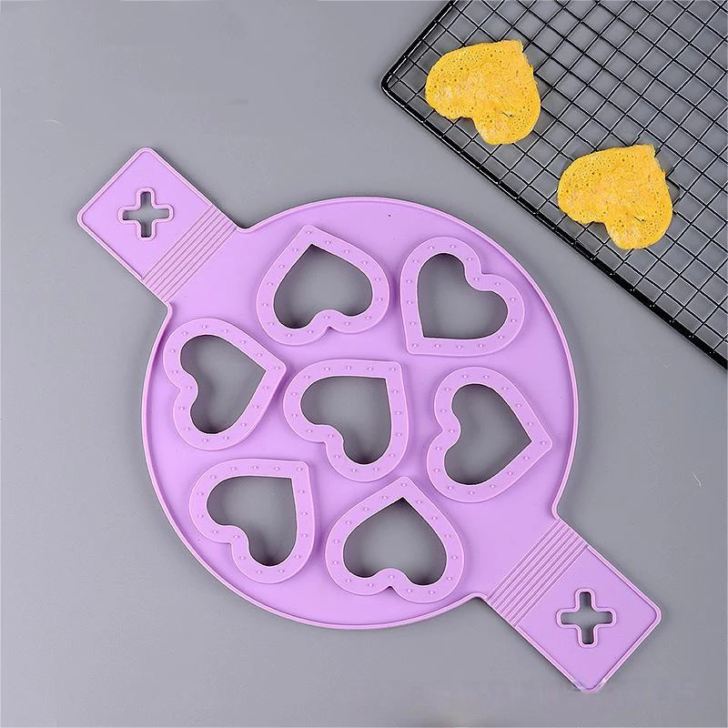 Food Grade Silicone Omelet and Pancake Mold Heart-Shaped Star Seven-Hole Design Porous Baking Tool for Omelets and Pancakes