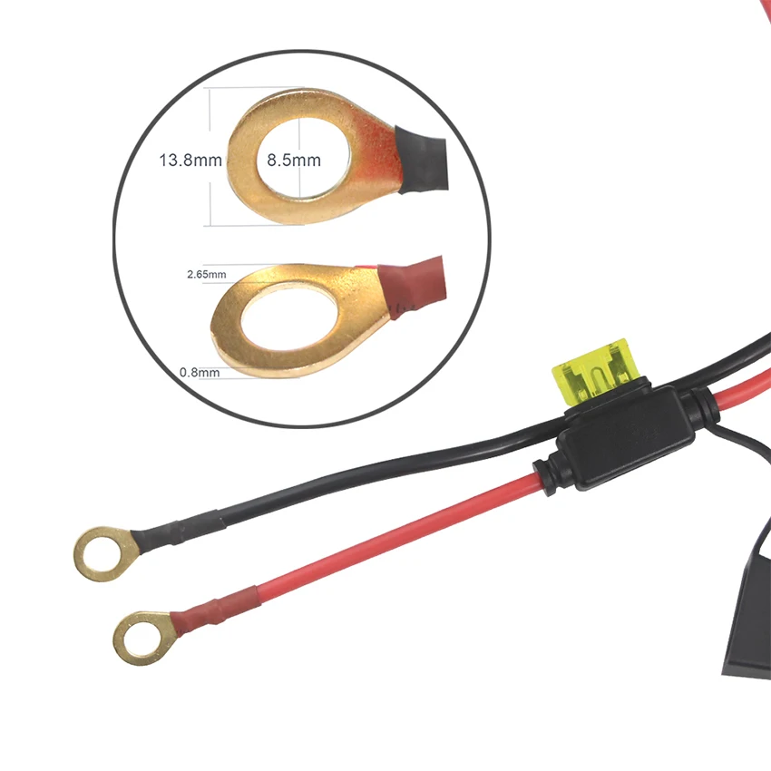 12-24V battery Charger 15A fuse SAE to O Ring Terminal Extension cable for vehicle outdoor equipment