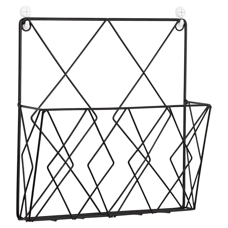 European style wrought iron magazine rack newspaper storage basket wall mounted multifunctional storage basket