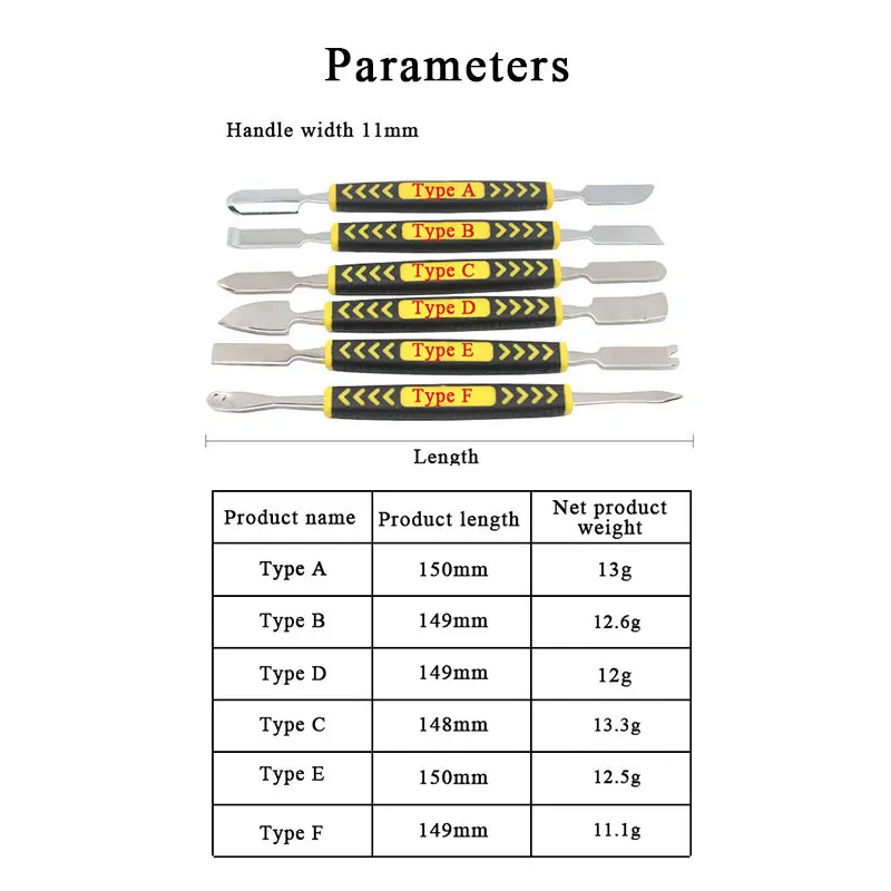 6-piece Metal Spudger Set crowbar manual tool For mobile phone laptop Maintenance repair tool kit