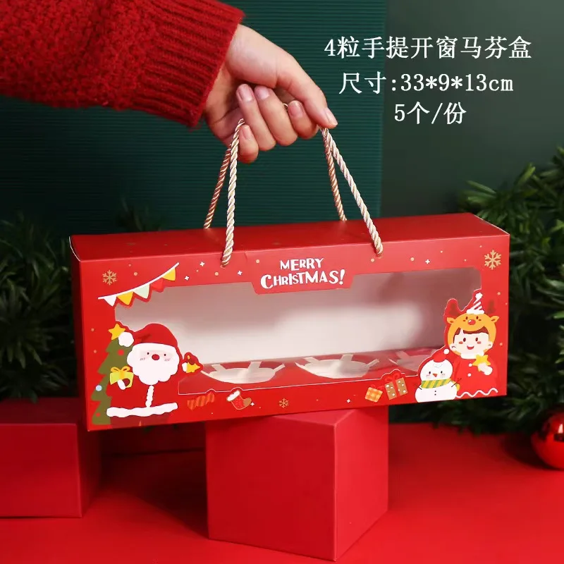 Hot sale cupcake boxes with handle factory custom Christmas dessert take away boxes