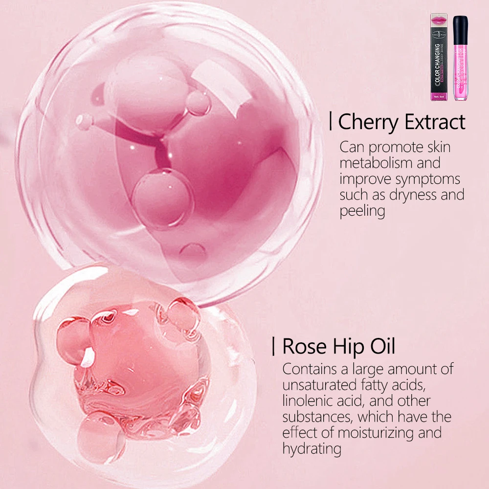 Aichun Beauty High Quality Color Changing Lip Gloss Oil With Rose Hip Oil Brightening Repair Moisturizing Reduce Lip Lines